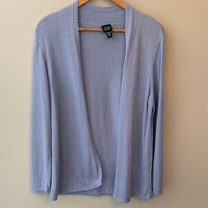 Eileen Fisher Italian Yarn Cotton Blend Knit Open Cardigan Periwinke Blue Medium